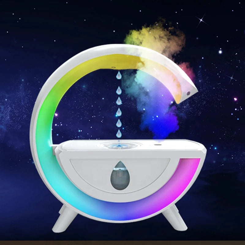 Lonvel Rain Cloud Humidifier Colorful Atmosphere Light Household USB Night Light Water Droplet Backflow Anti Gravity Humidifier