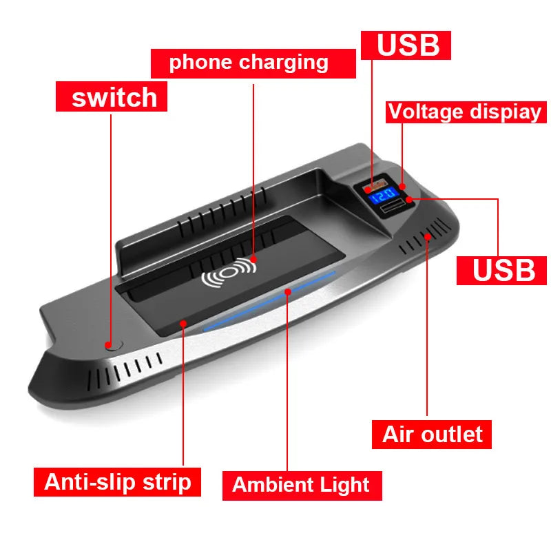 Car Wireless Charger For Ford Mustang Gt Accessories Cell Phone Charging Plate Interior Modification Auto Parts 2016-2023