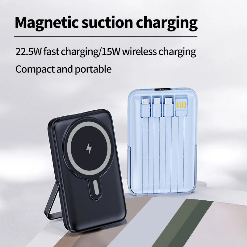 Gebra 4-in-1 Solar Wireless Fast Charging 10000mAh Li-Polymer Battery Power Bank Digital Display 15W Output Type-C Input/Output