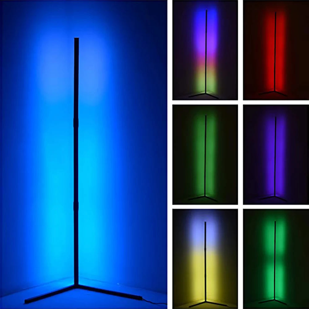 New RGB Remote LED Corner Floor Lamps RGB Random Effects & Solid Color Standing Lamp Angle Light Floor Lamp For Living Room