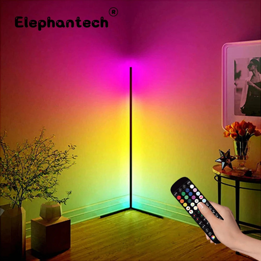 New RGB Remote LED Corner Floor Lamps RGB Random Effects & Solid Color Standing Lamp Angle Light Floor Lamp For Living Room