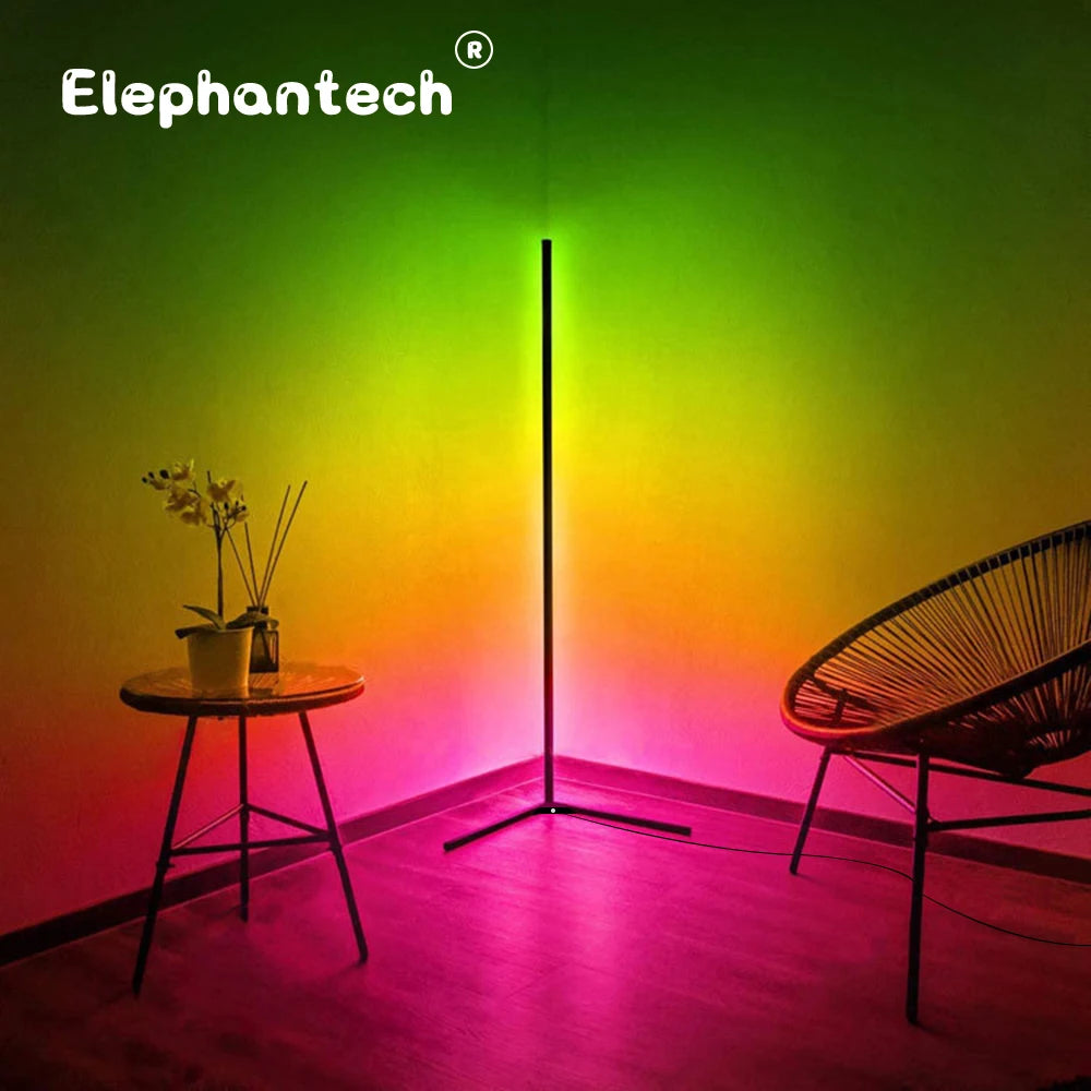 New RGB Remote LED Corner Floor Lamps RGB Random Effects & Solid Color Standing Lamp Angle Light Floor Lamp For Living Room