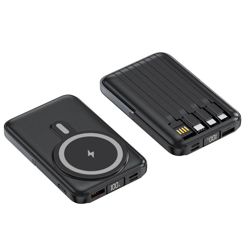 Gebra 4-in-1 Solar Wireless Fast Charging 10000mAh Li-Polymer Battery Power Bank Digital Display 15W Output Type-C Input/Output