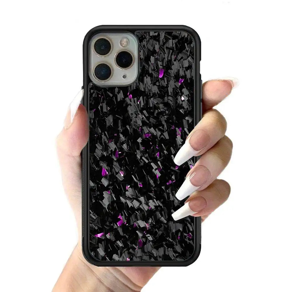Forged Carbon Fundas Phone Case Wireless Charging PC+TPU For IPhone 11 12 13 14 15 16 17 Pro Max Plus Case