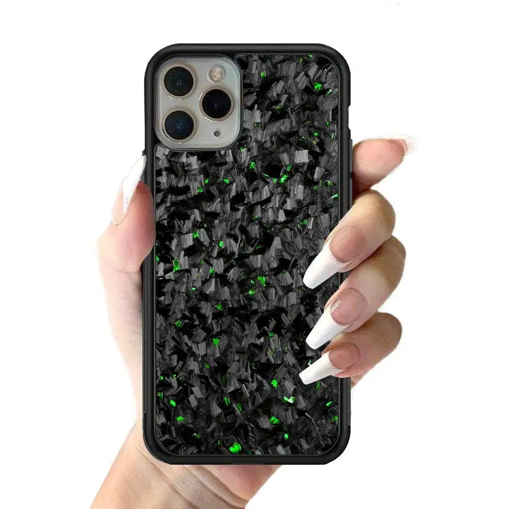 Forged Carbon Fundas Phone Case Wireless Charging PC+TPU For IPhone 11 12 13 14 15 16 17 Pro Max Plus Case