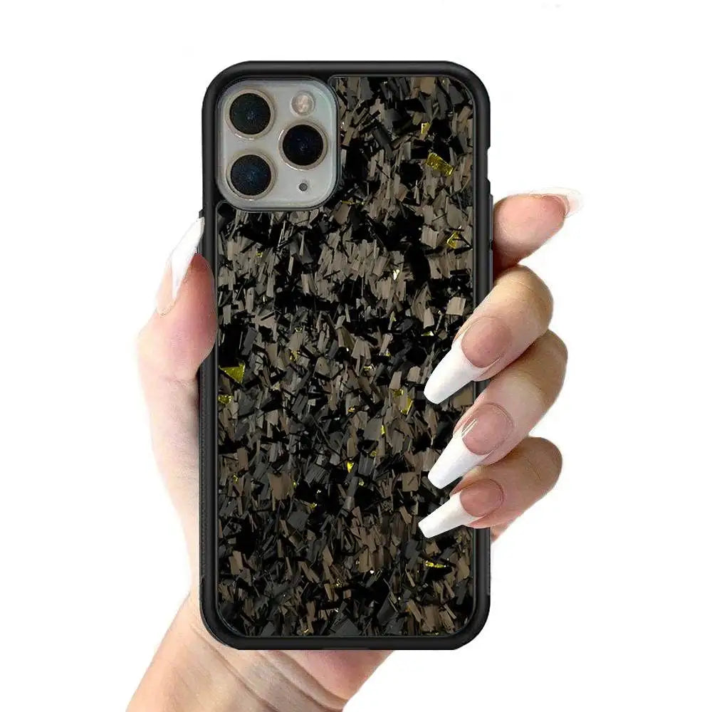 Forged Carbon Fundas Phone Case Wireless Charging PC+TPU For IPhone 11 12 13 14 15 16 17 Pro Max Plus Case