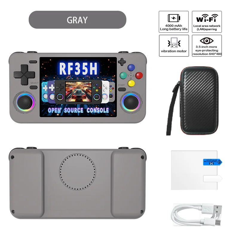 RF35H portable handheld game console with 3.5-inch IPS high-resolution screen supporting 30+emulator WiFi connections