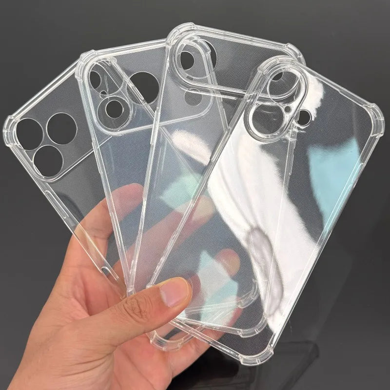 Clear Shockproof PC Case for iPhone 17 Pro Max Full Camera Lens Protection Cover for iPhone 17 Air 17 Pro Silicone TPU Cover