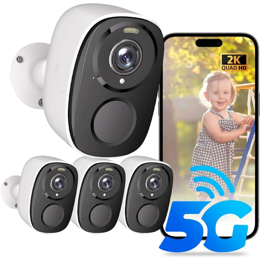 upgraded 5g/2.4g wifi security cameras wireless outdoor,2k battery powered home indoor camera with ai motion detection, siren,co