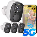 upgraded 5g/2.4g wifi security cameras wireless outdoor,2k battery powered home indoor camera with ai motion detection, siren,co