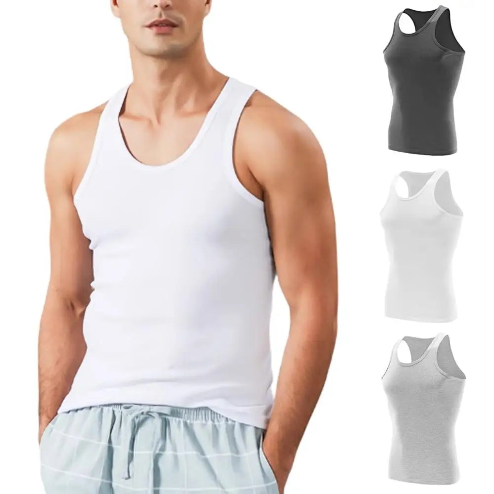 100% Pure Cotton White Grey Black Men Tank Tops Summer Plus Size Singlets Fitness Men Vest Casual Bodybuilding Vest T-shirt