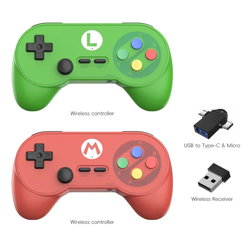Data Frog PC07 Classic Style Wireless Game Controller, Dual Receiver, Retro Gamepad for PC DInput, Android TV, Arcade Gaming