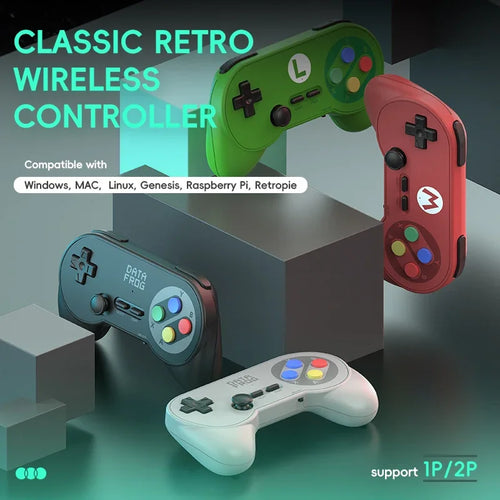 Data Frog PC07 Classic Style Wireless Game Controller, Dual Receiver, Retro Gamepad for PC DInput, Android TV, Arcade Gaming