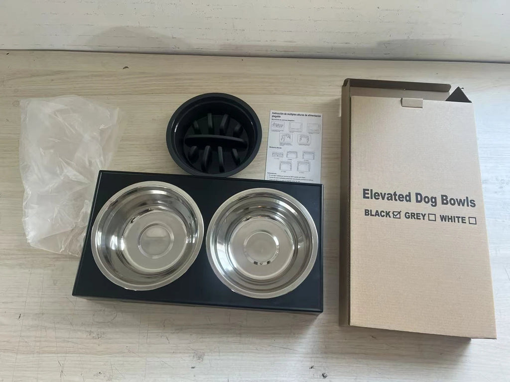 Adjustable Elevated Dog Feeder Raised Stand Dogs Bowls with Double Stainless Steel Food Water Bowls for Small Medium Large Dogs