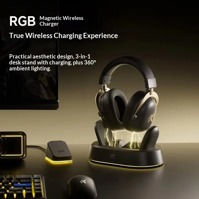 MCHOSE V9 Turbo+ Headphone Wireless Four Modal Magnetic Charging Base Esports Gaming Earphones with Microphone Delta Edition