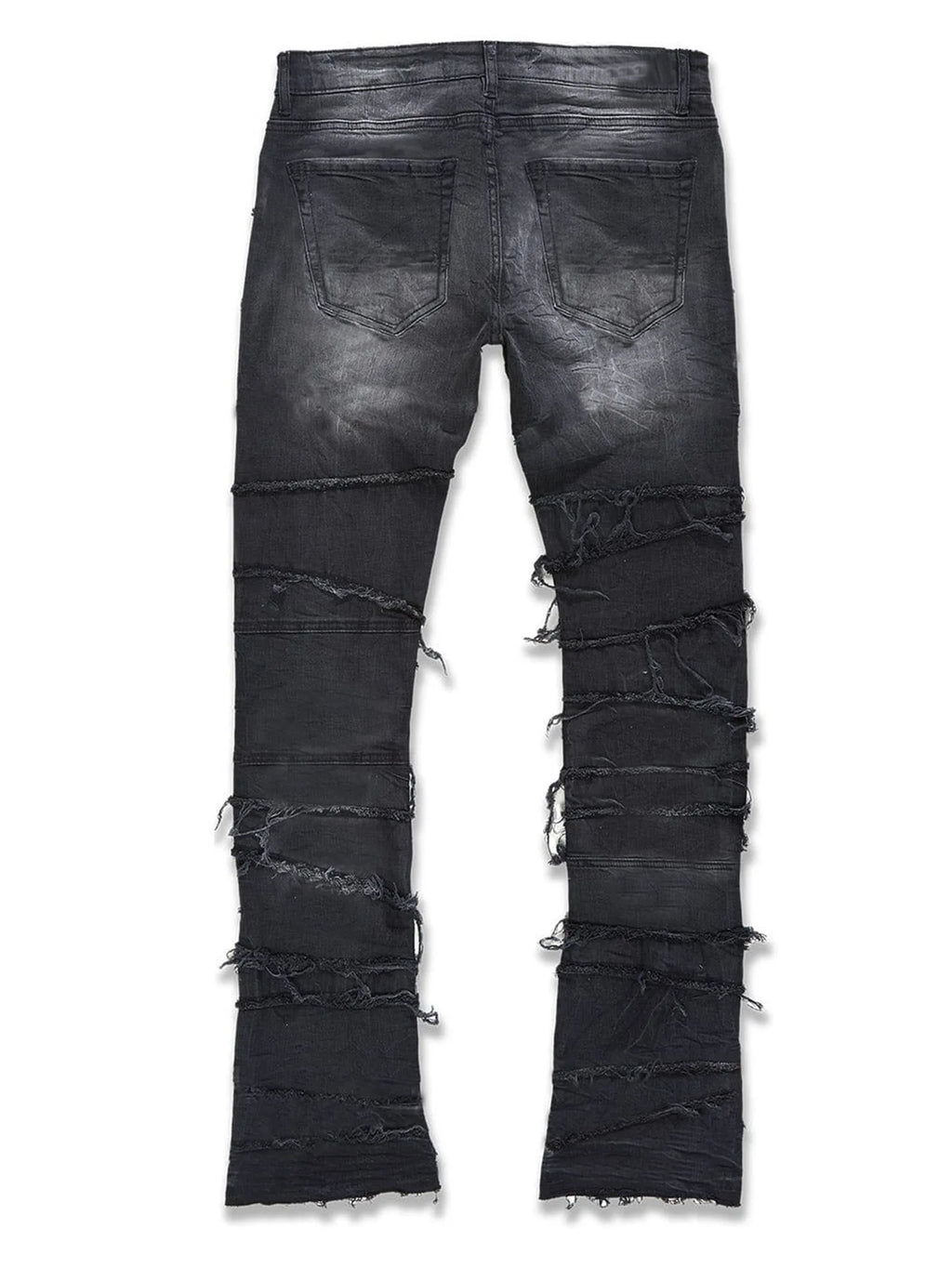 2025 New Flared Jeans Men's Fit Stacked Jeans Ripped Slim Fit Patch Distressed Destroyed Denim Pants Hip Hop Streetwear Trouser