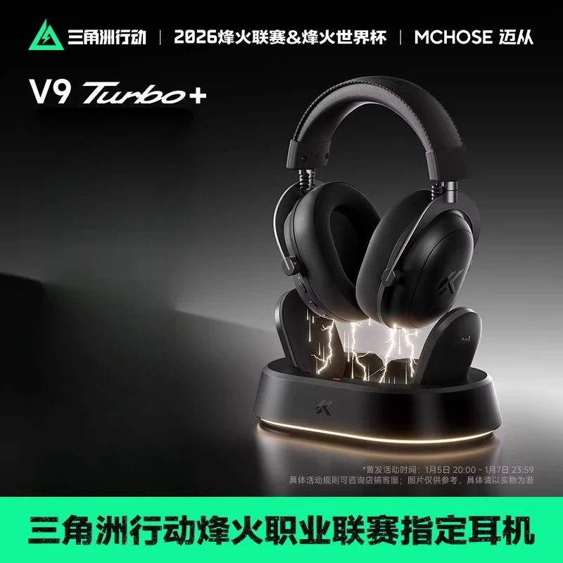 MCHOSE V9 Turbo+ Headphone Wireless Four Modal Magnetic Charging Base Esports Gaming Earphones with Microphone Delta Edition