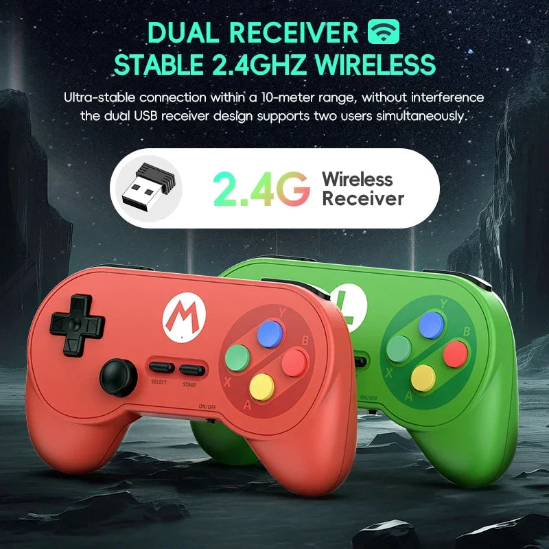 Data Frog PC07 Classic Style Wireless Game Controller, Dual Receiver, Retro Gamepad for PC DInput, Android TV, Arcade Gaming