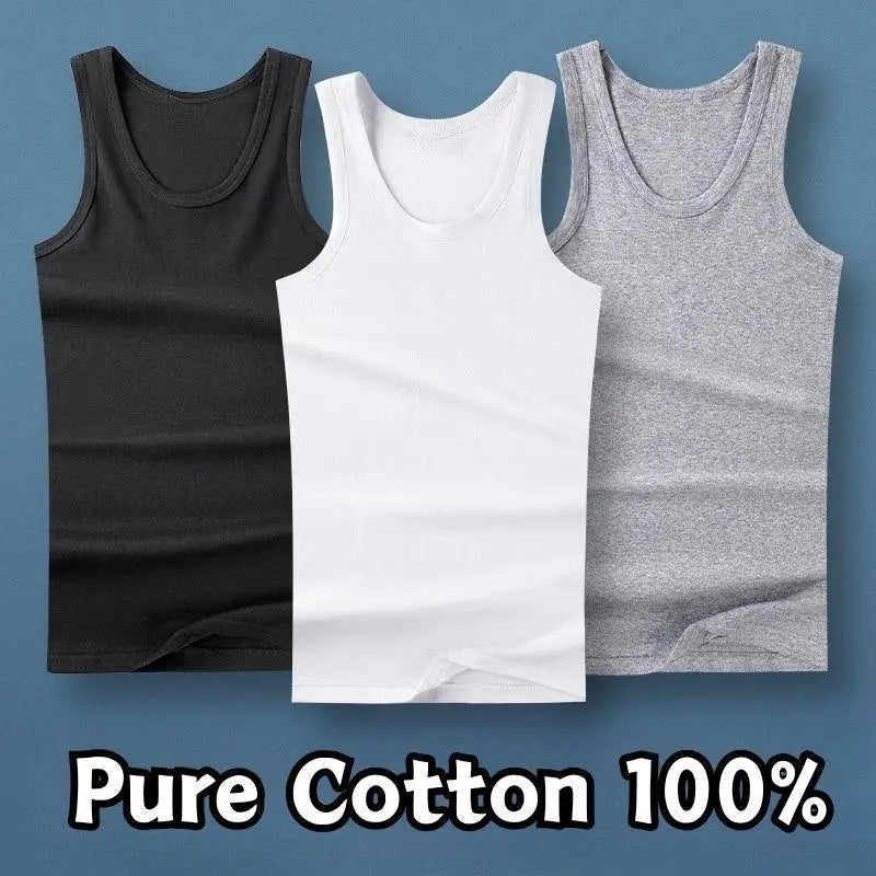 100% Pure Cotton White Grey Black Men Tank Tops Summer Plus Size Singlets Fitness Men Vest Casual Bodybuilding Vest T-shirt