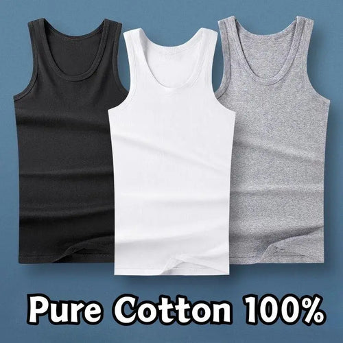 100% Pure Cotton White Grey Black Men Tank Tops Summer Plus Size Singlets Fitness Men Vest Casual Bodybuilding Vest T-shirt