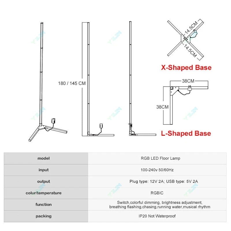 USB RGBIC 145/180CM Upgrade Smart Floor Lamp Tuya Smart APP Remote Control Nordic Stand Floor Mood Light For Game Room Decoratio