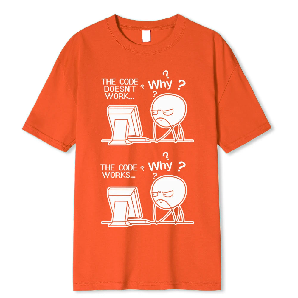 Creative Funny Programmer Code Works Why Casual Print T-Shirt Camiseta Hombre Linux Operating System Fashion Streetwear For Men
