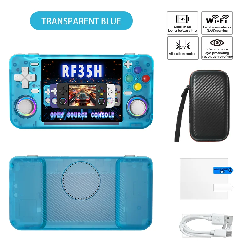 RF35H portable handheld game console with 3.5-inch IPS high-resolution screen supporting 30+emulator WiFi connections