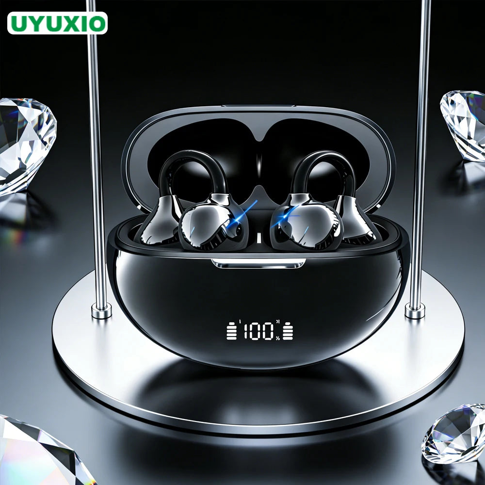 UYUXIO BT 5.4 Clip on Wireless Earphone OWS Earbuds  with 50H Long-Battery Life Play Time Open Ear Headphone Ear Buds for Sport