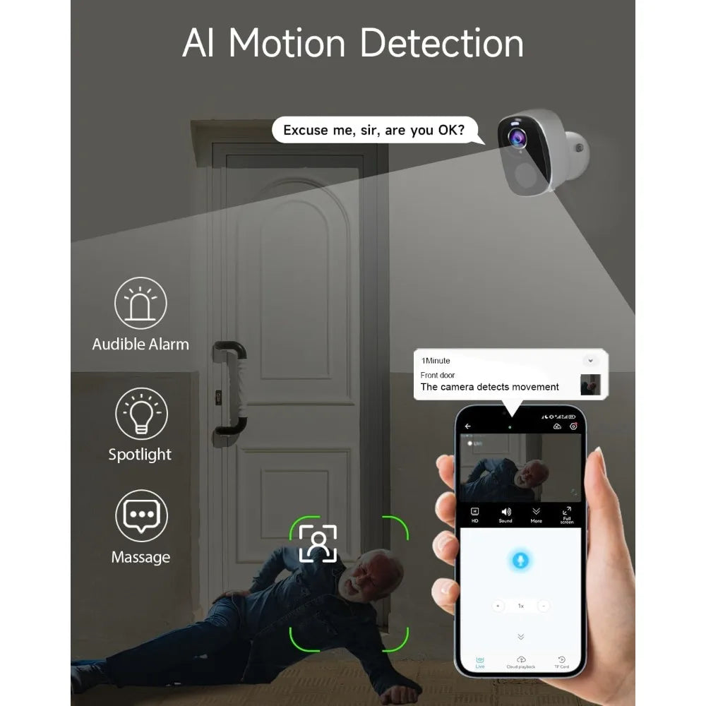 upgraded 5g/2.4g wifi security cameras wireless outdoor,2k battery powered home indoor camera with ai motion detection, siren,co