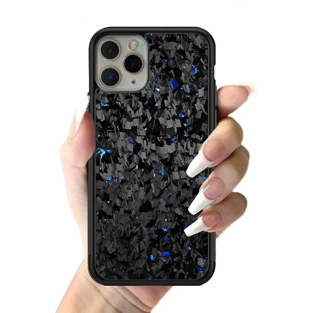 Forged Carbon Fundas Phone Case Wireless Charging PC+TPU For IPhone 11 12 13 14 15 16 17 Pro Max Plus Case