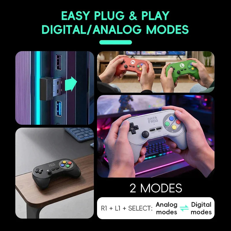 PC07 Wireless Controller Retro Gamepad, Plug and Play for PC DInput, Android TV Box, Emulator Arcade Games