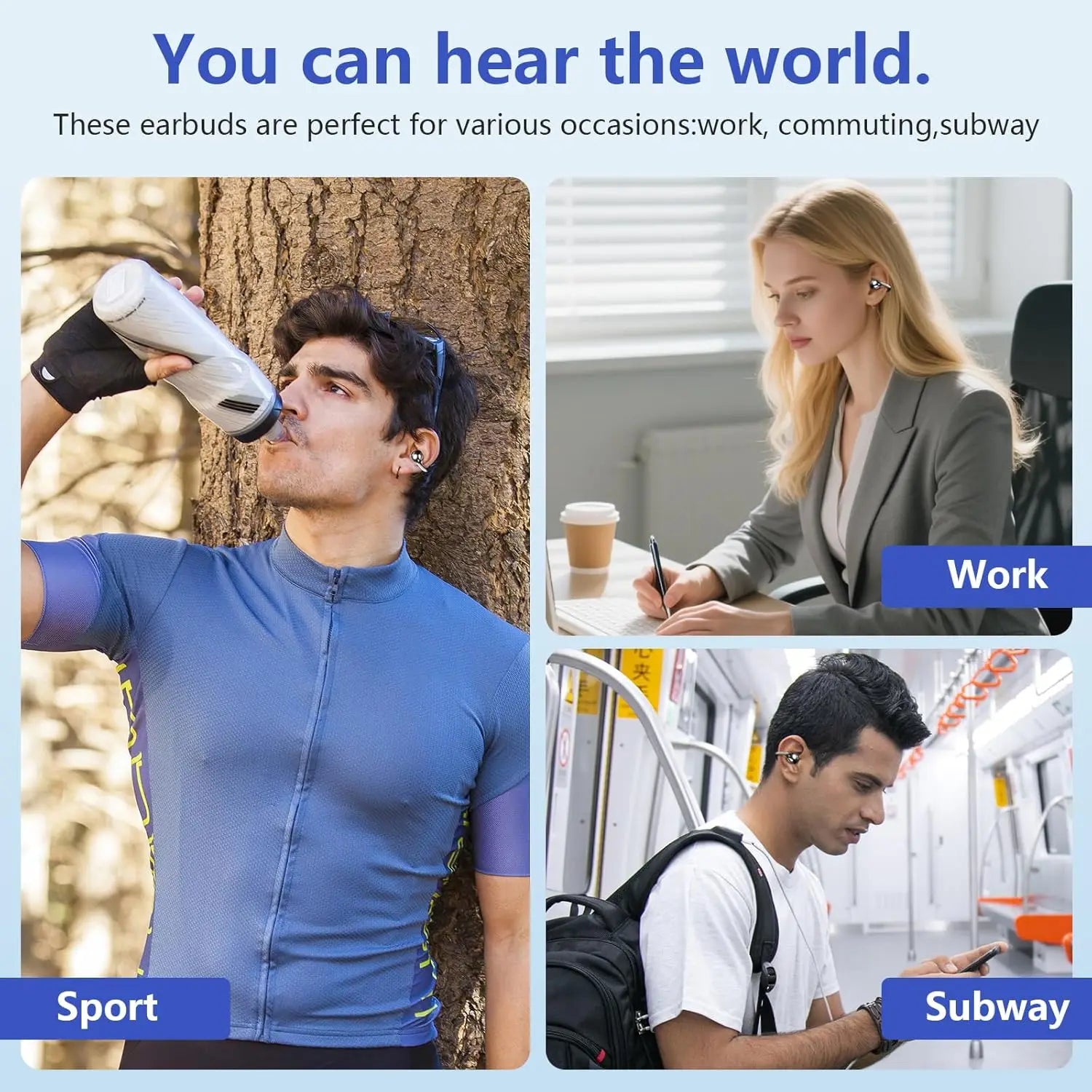 UYUXIO BT 5.4 Clip on Wireless Earphone OWS Earbuds  with 50H Long-Battery Life Play Time Open Ear Headphone Ear Buds for Sport