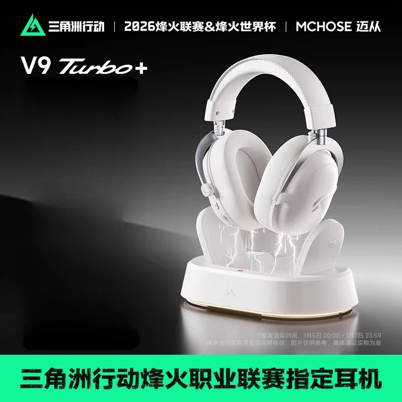 MCHOSE V9 Turbo+ Headphone Wireless Four Modal Magnetic Charging Base Esports Gaming Earphones with Microphone Delta Edition