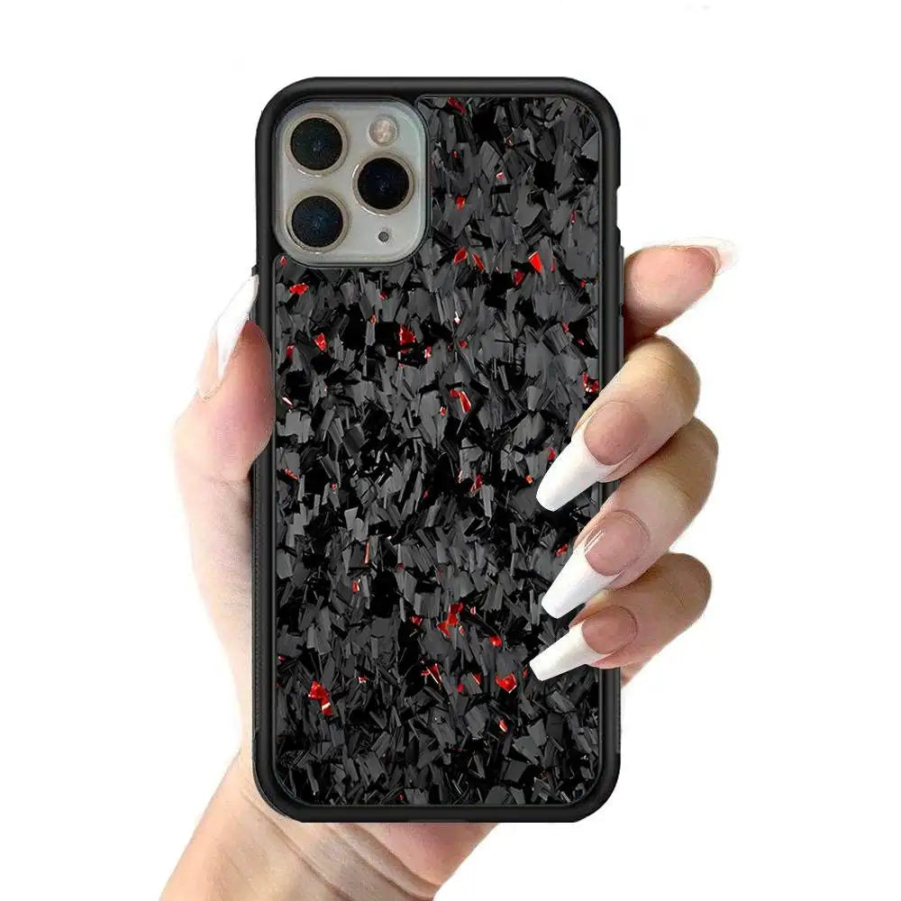 Forged Carbon Fundas Phone Case Wireless Charging PC+TPU For IPhone 11 12 13 14 15 16 17 Pro Max Plus Case